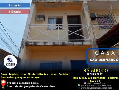 Triplex para Locação, em Belford Roxo, bairro São Bernardo, 2 dormitórios, 1 banheiro, 1 vaga
